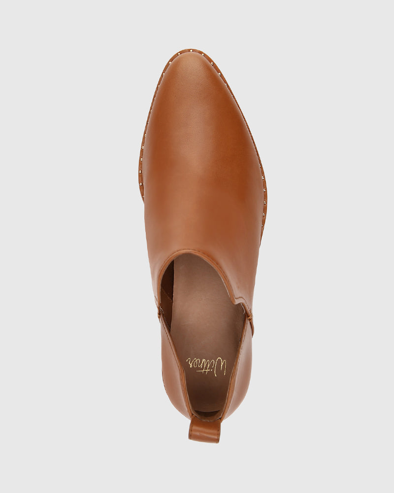 Jiya Havana Tan Leather Ankle Boot