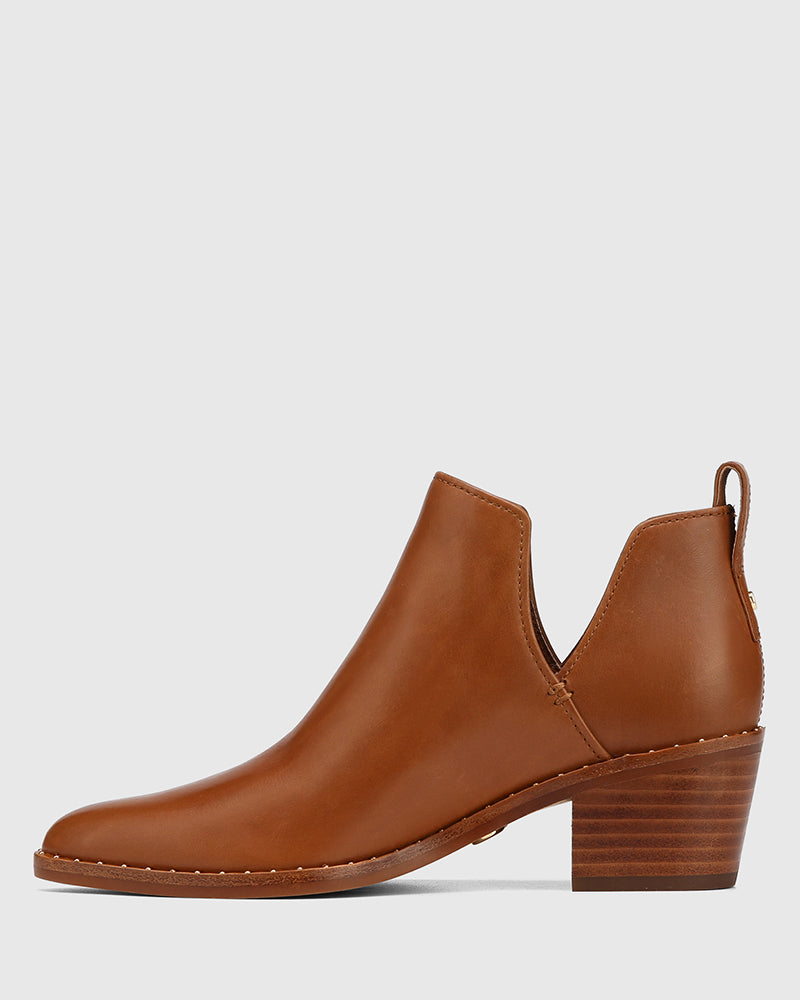 Jiya Havana Tan Leather Ankle Boot