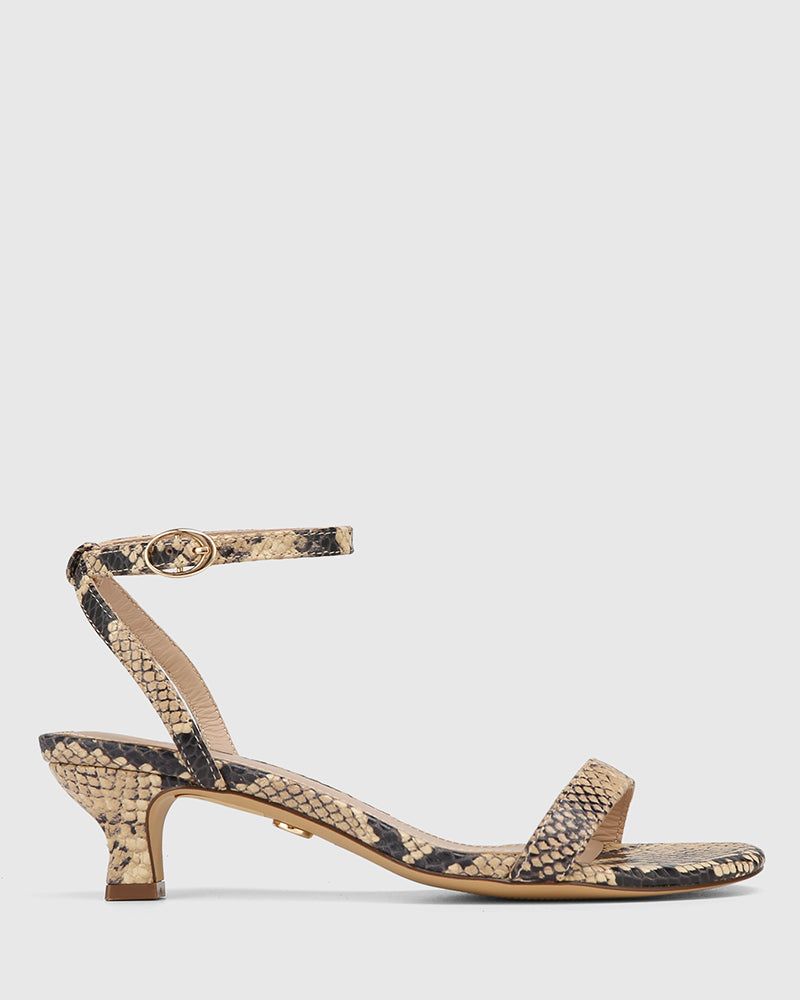Jo Black Multi Snake Print Leather Kitten Heel