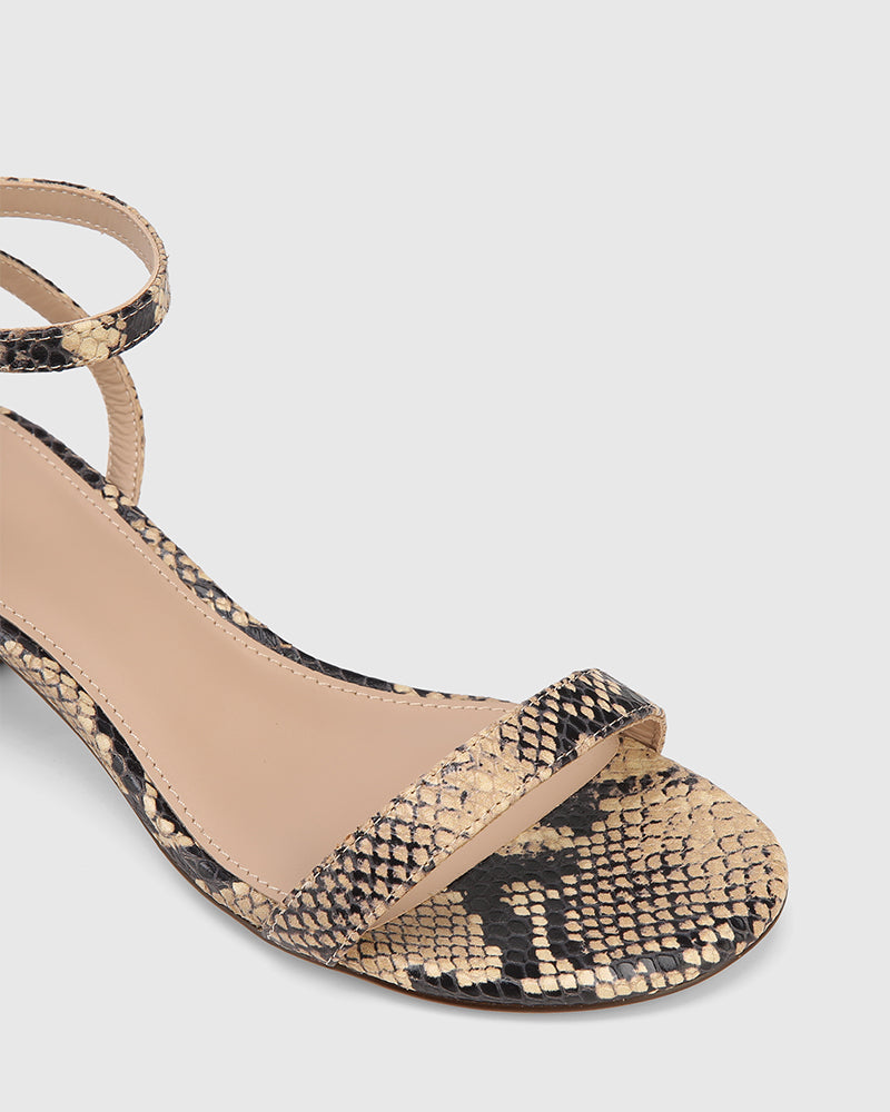 Jo Black Multi Snake Print Leather Kitten Heel