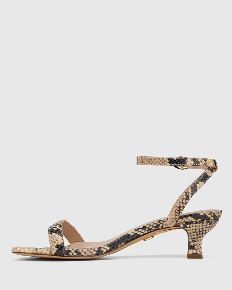 Jo Black Multi Snake Print Leather Kitten Heel