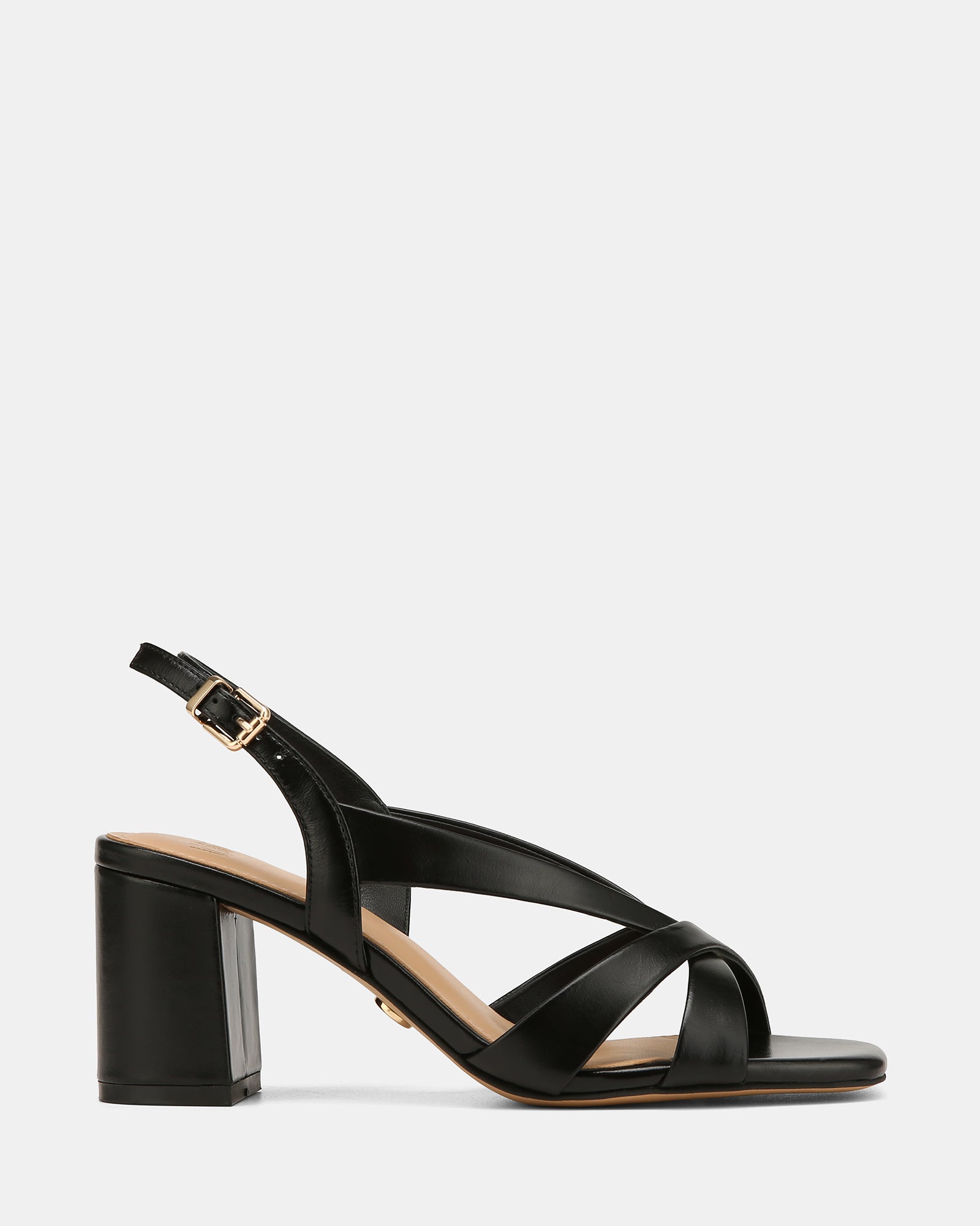 Josie Black Leather Mid Heels