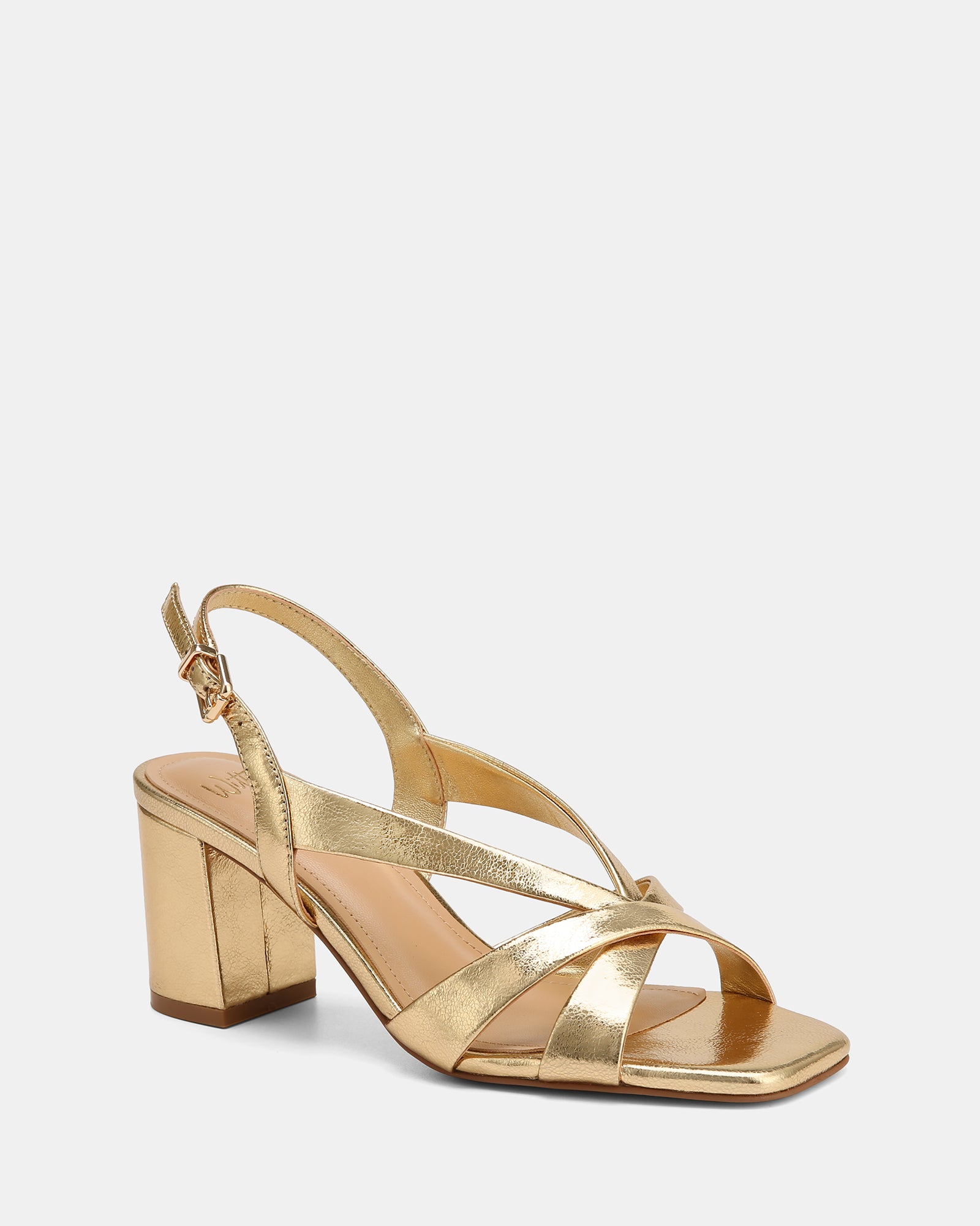 Josie Gold Metallic Leather Mid Heel