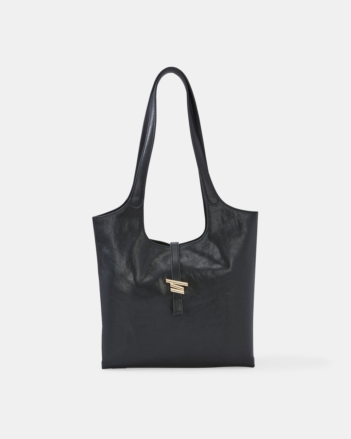 JUNE SHOULDER BAG BLACK LEATHER