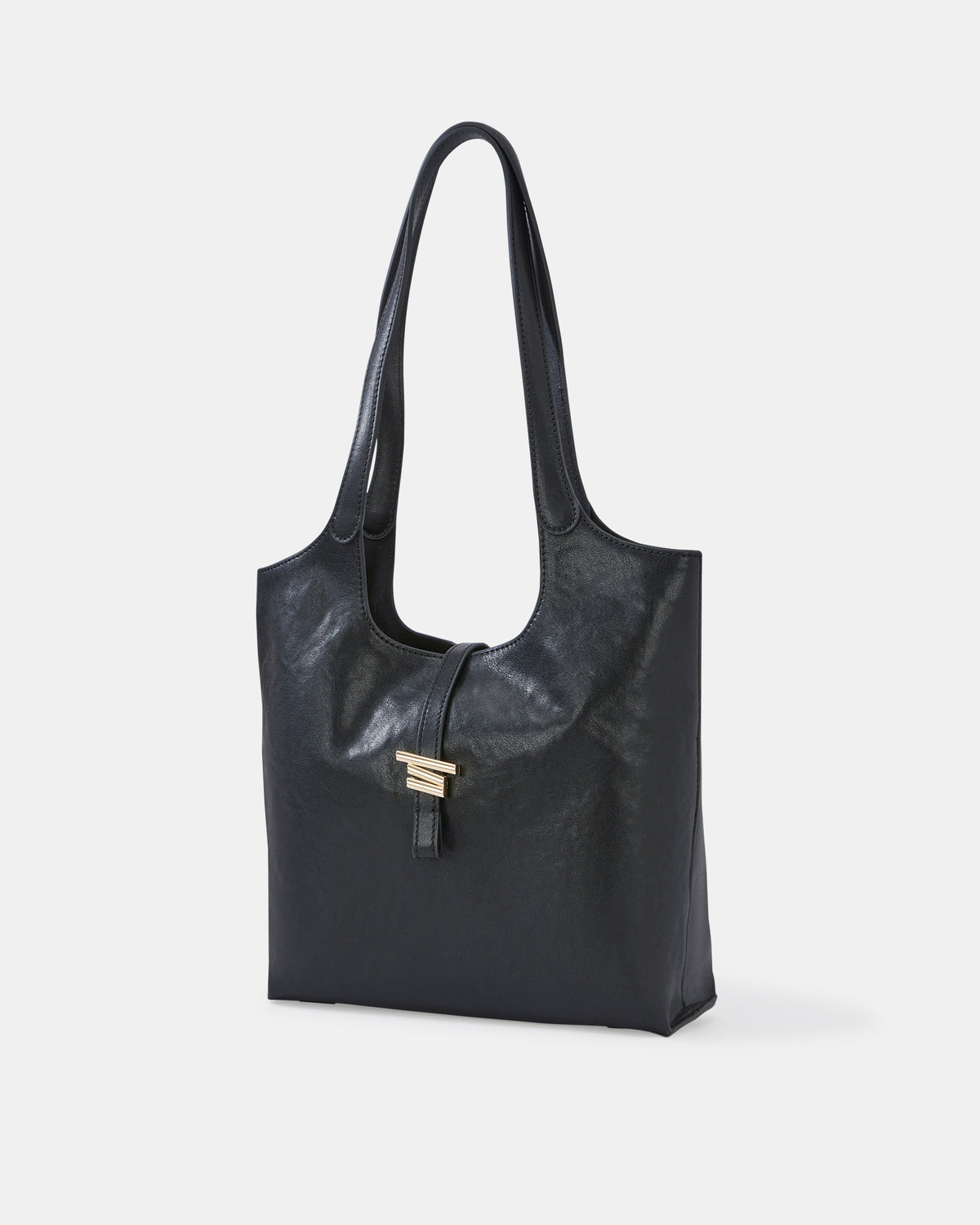 JUNE SHOULDER BAG BLACK LEATHER