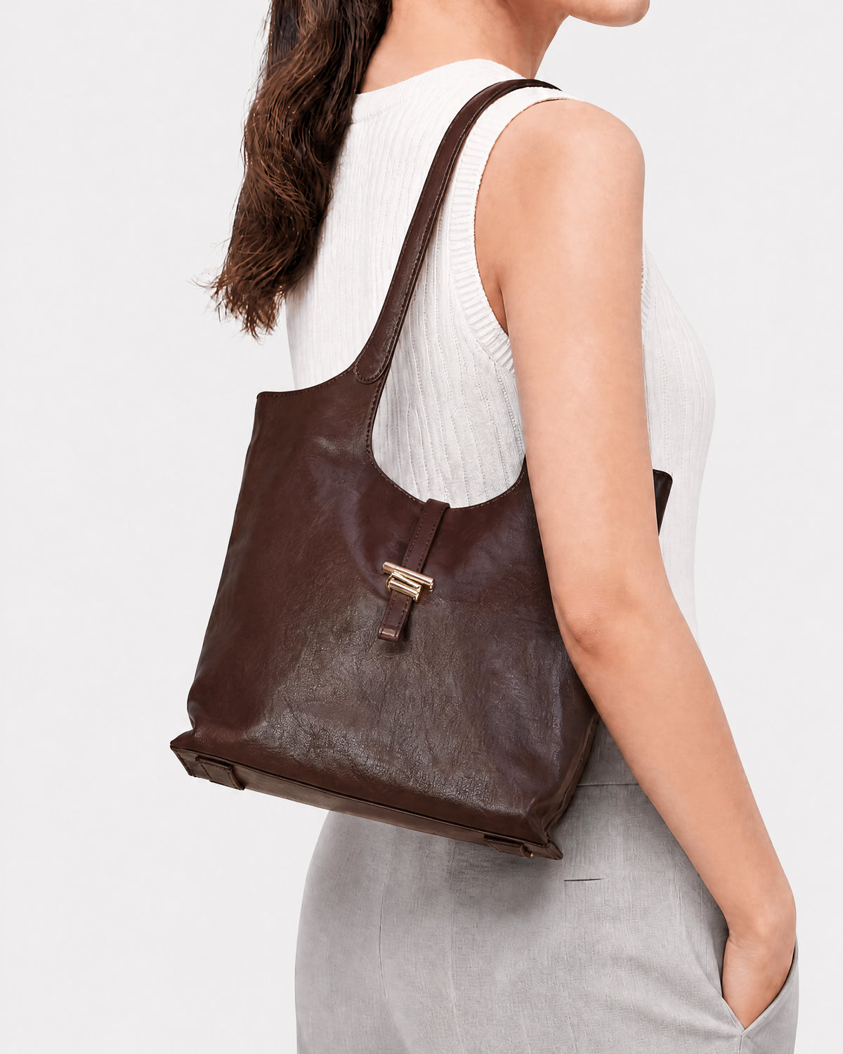 JUNE SHOULDER BAG BROWN LEATHER