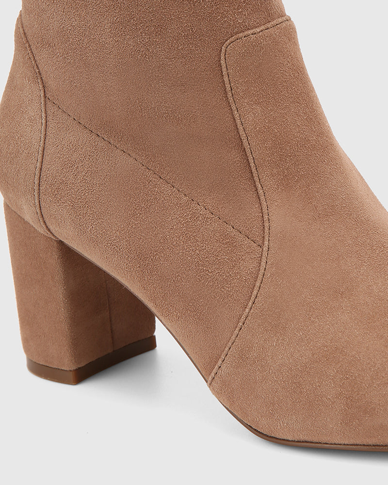 Kaci Mushroom Stretch Suede Leather Ankle Boot