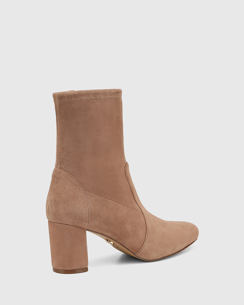 Kaci Mushroom Stretch Suede Leather Ankle Boot