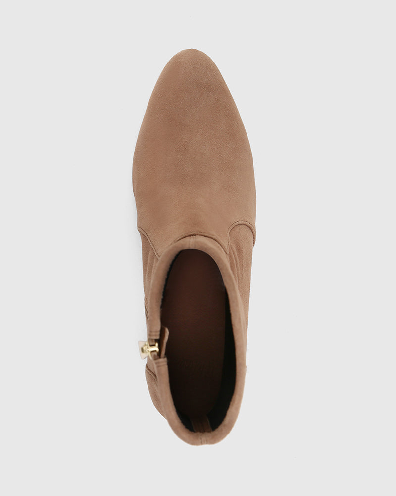 Kaci Mushroom Stretch Suede Leather Ankle Boot