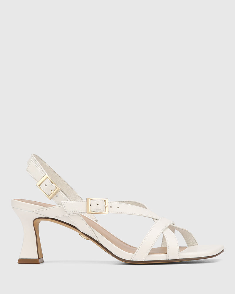 Kirby White Leather Strappy Heel