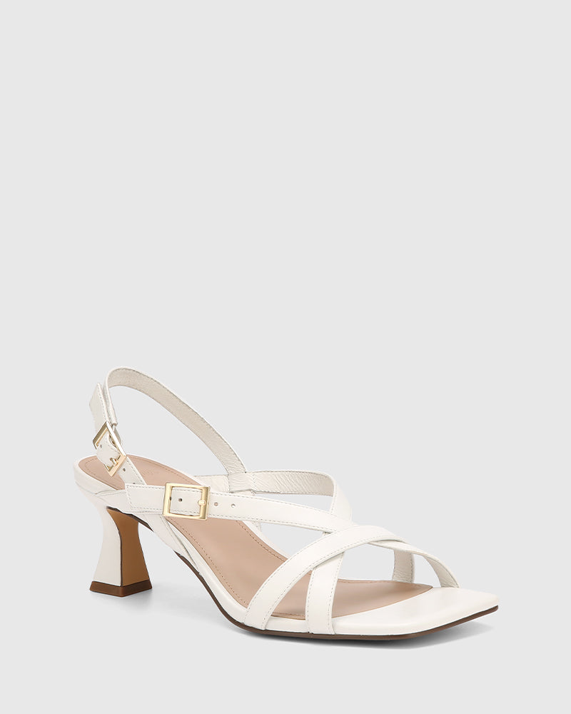 Kirby White Leather Strappy Heel