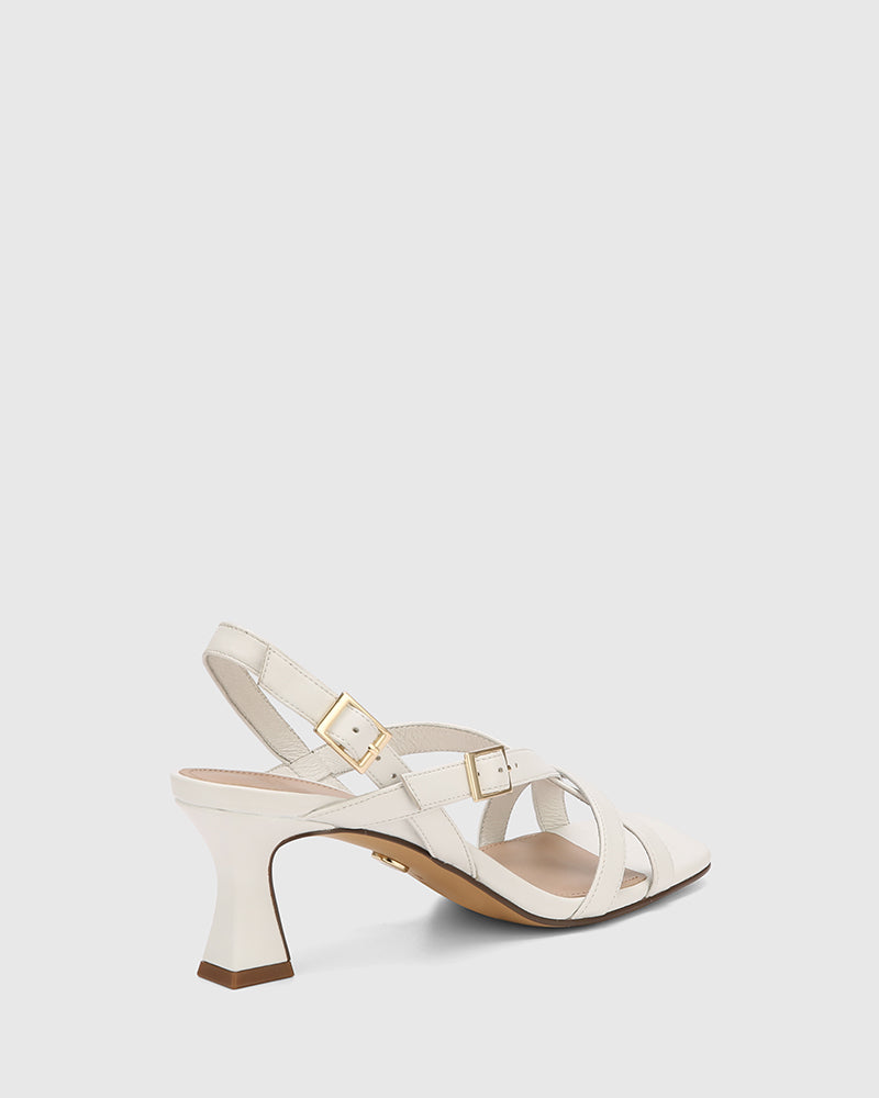 Kirby White Leather Strappy Heel