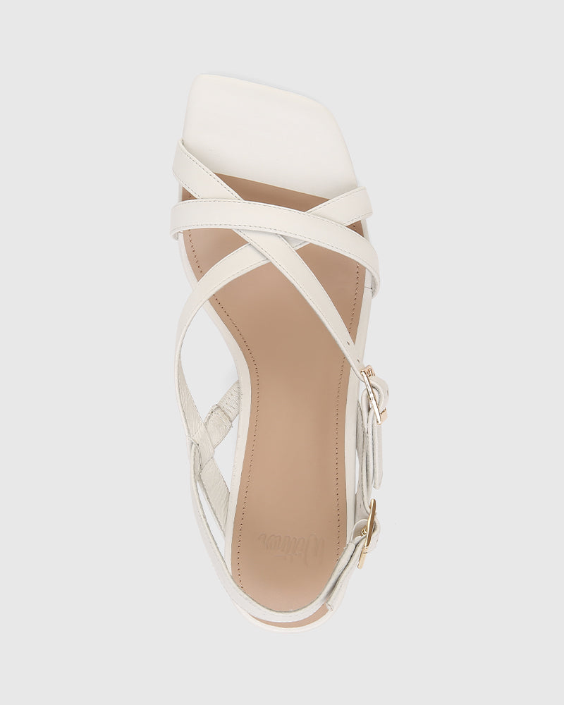 Kirby White Leather Strappy Heel