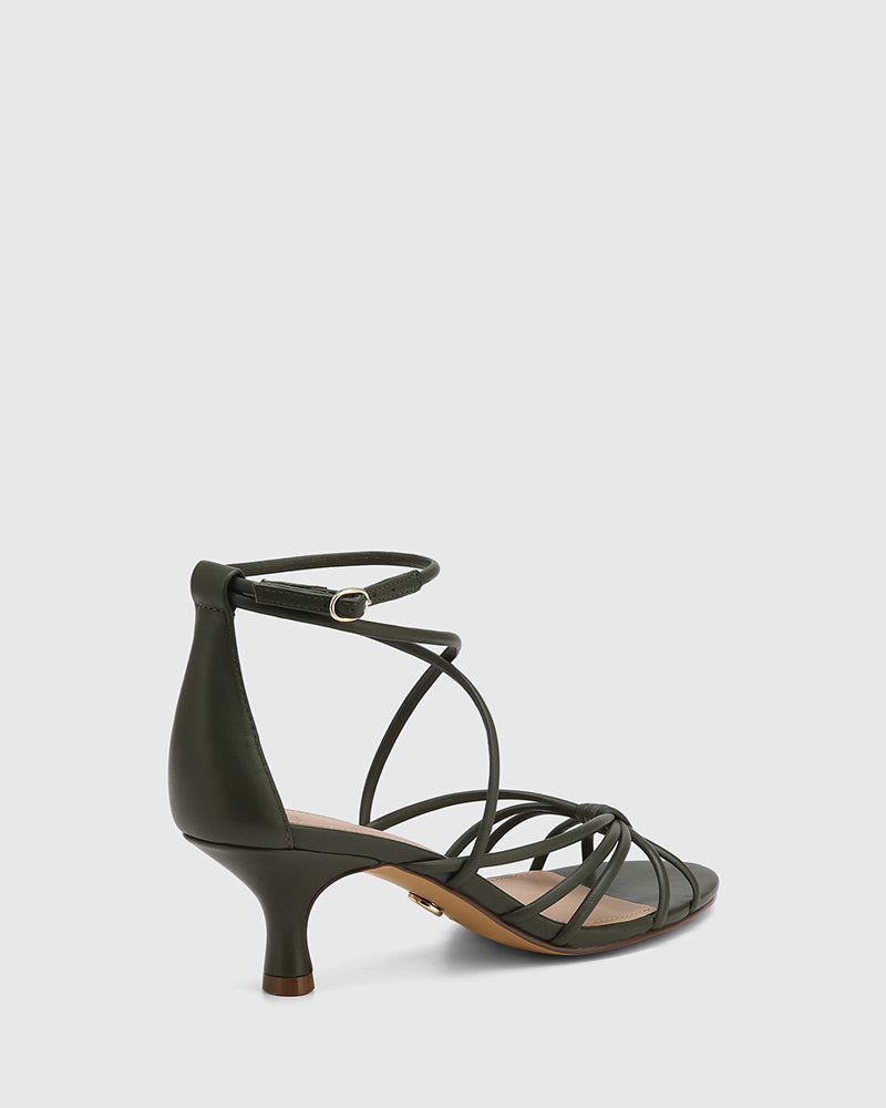 Kyia Olive Green Leather Strappy Heel