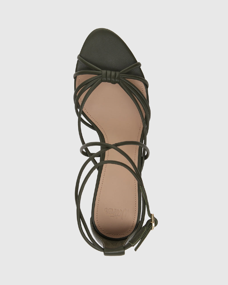 Kyia Olive Green Leather Strappy Heel