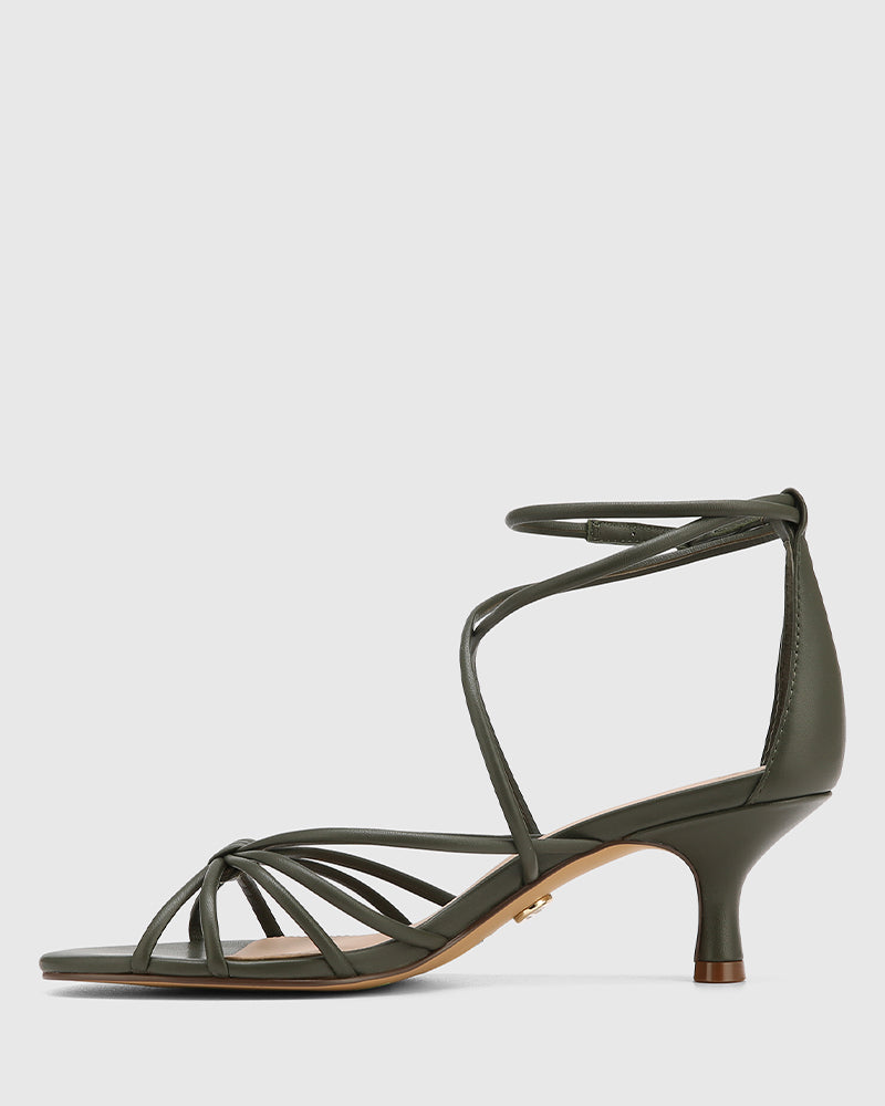 Kyia Olive Green Leather Strappy Heel