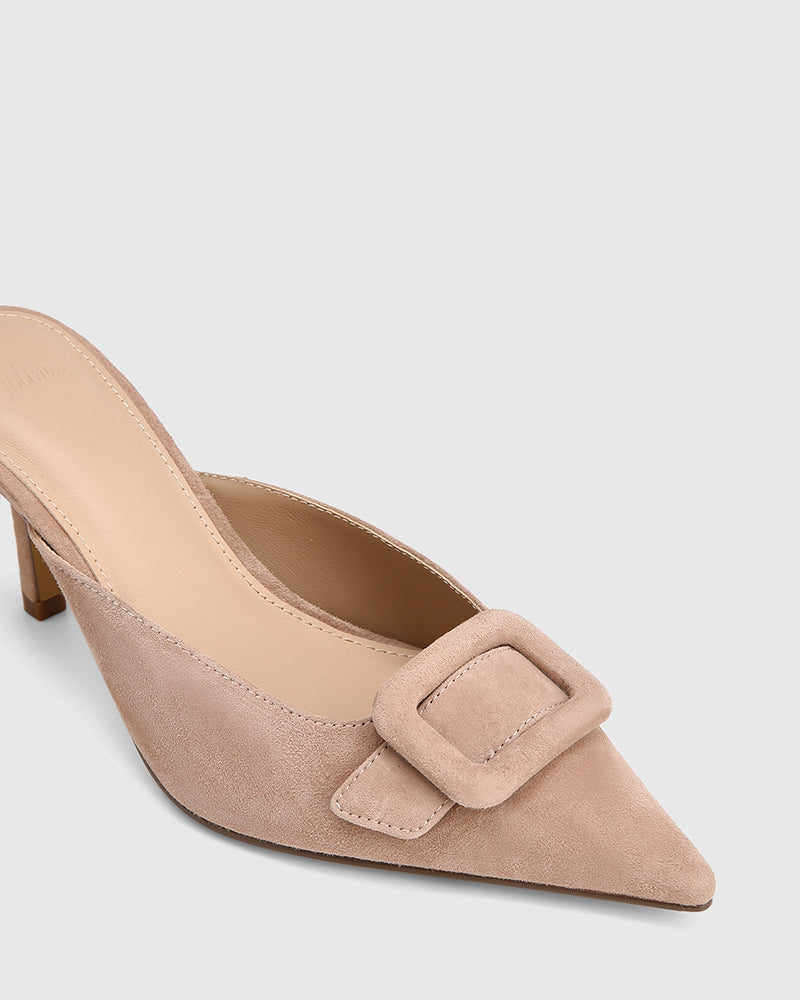 Lacina Hazelnut Suede Leather Mule