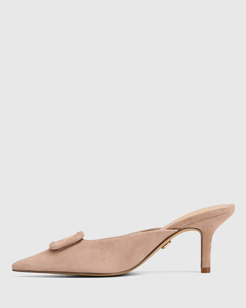 Lacina Hazelnut Suede Leather Mule