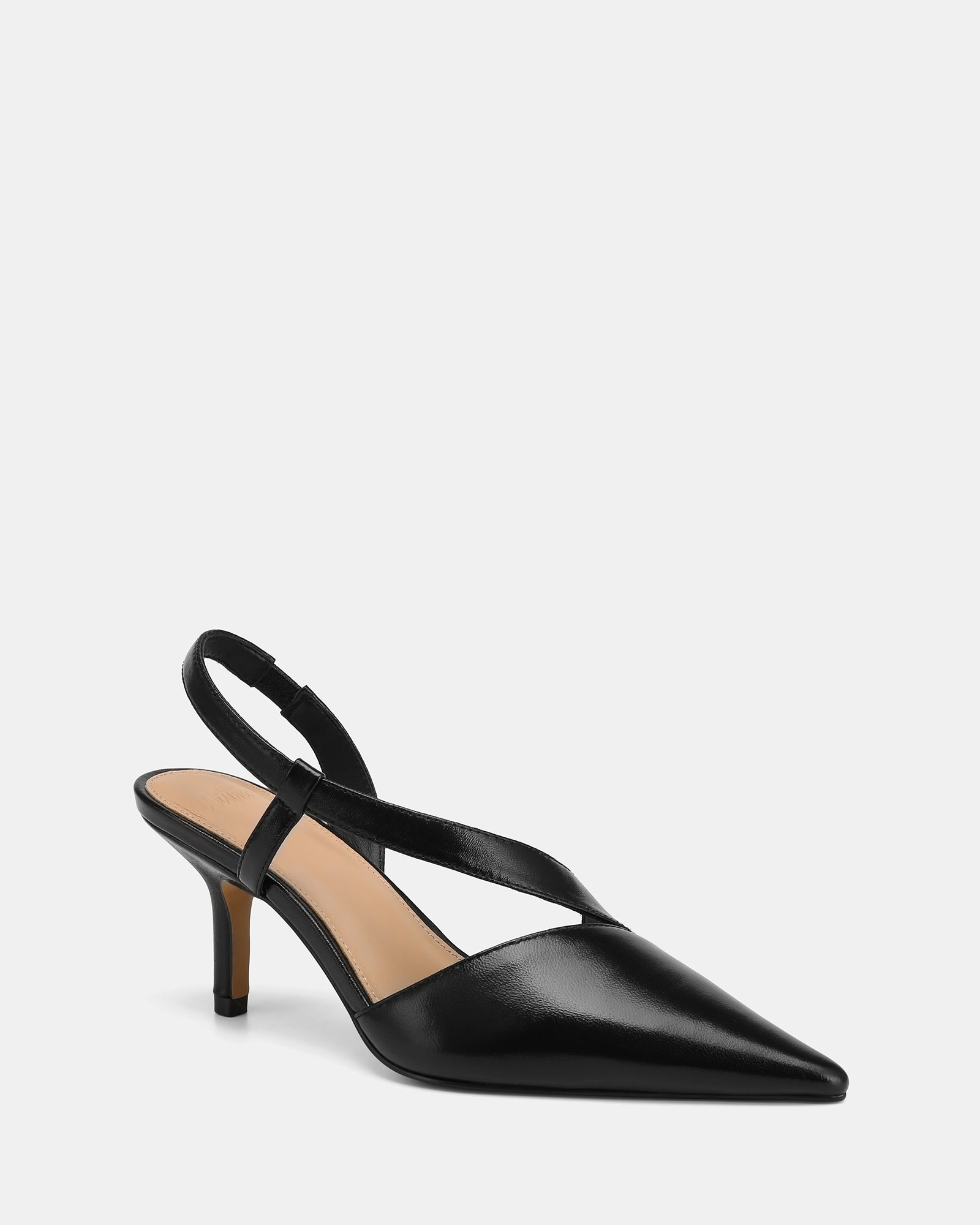 Lannie Black Leather Slingback