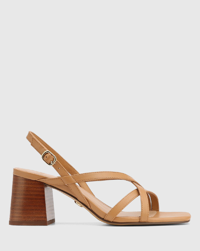 Lauri Dark Sand Leather Strappy Heel