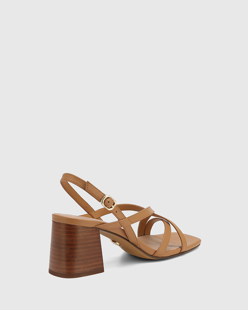 Lauri Dark Sand Leather Strappy Heel