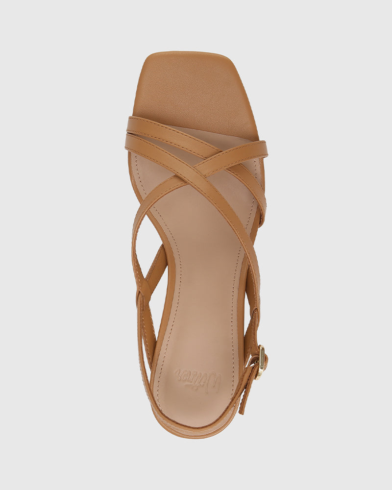 Lauri Dark Sand Leather Strappy Heel