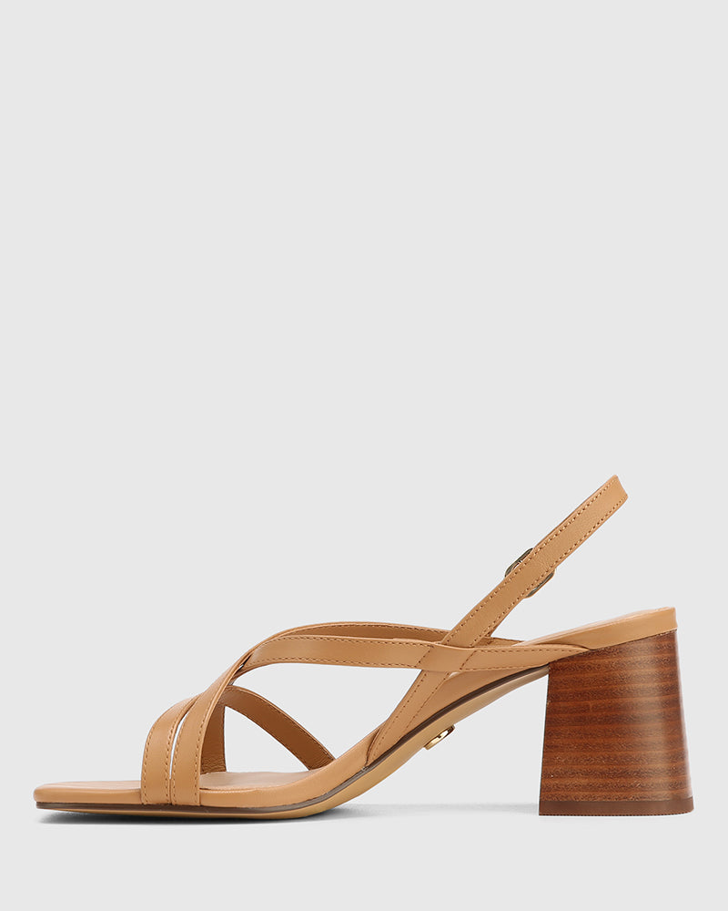 Lauri Dark Sand Leather Strappy Heel
