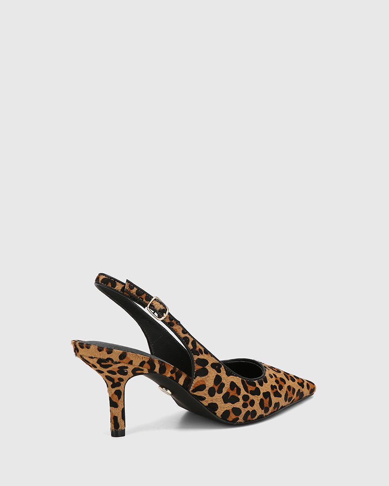 Leia Sand Leopard Print Leather Slingback