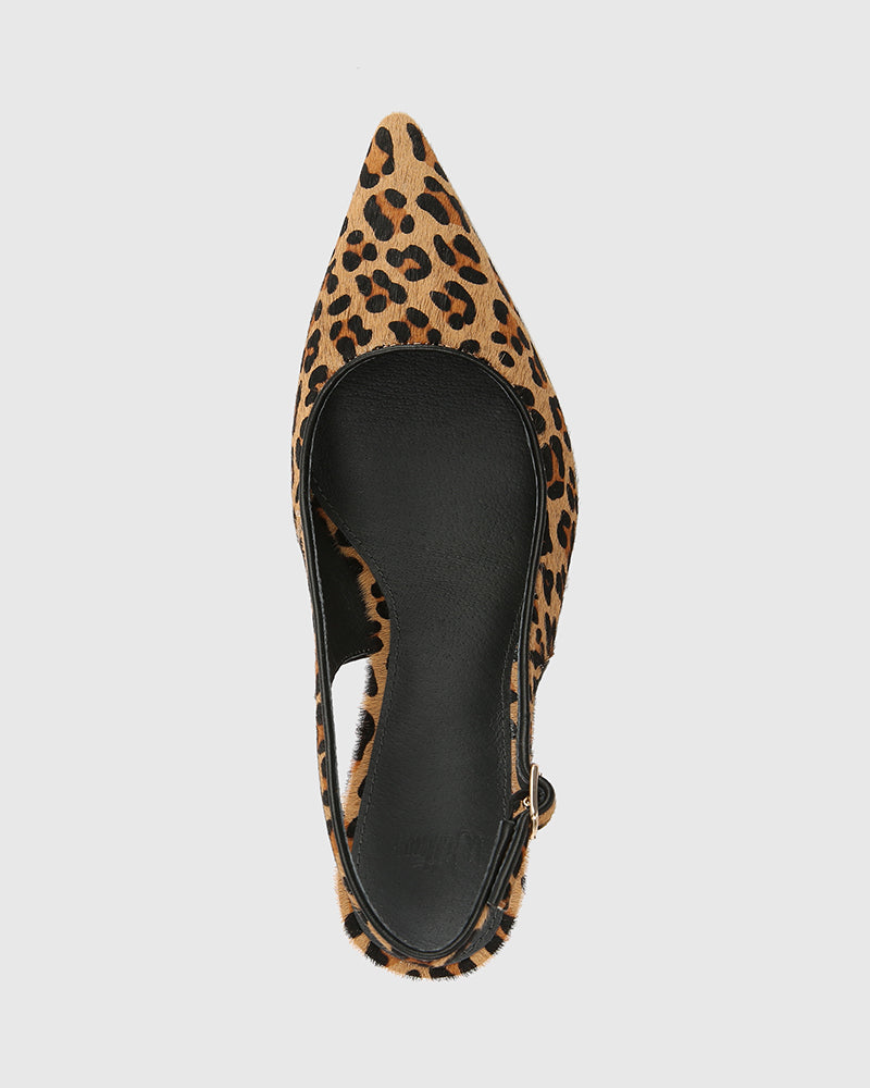 Leia Sand Leopard Print Leather Slingback