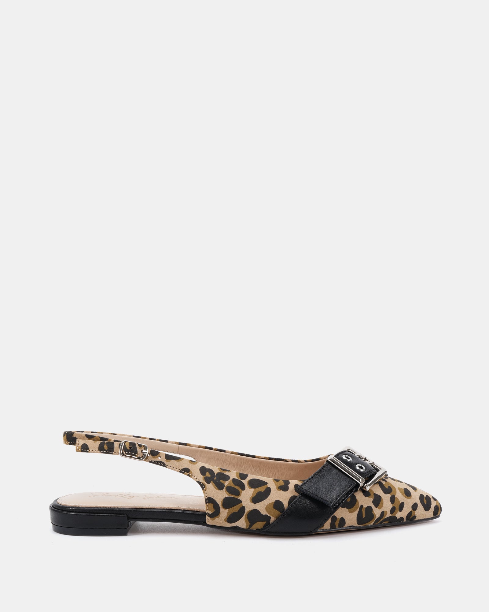 Letha Leopard Print Leather Flat Slingback