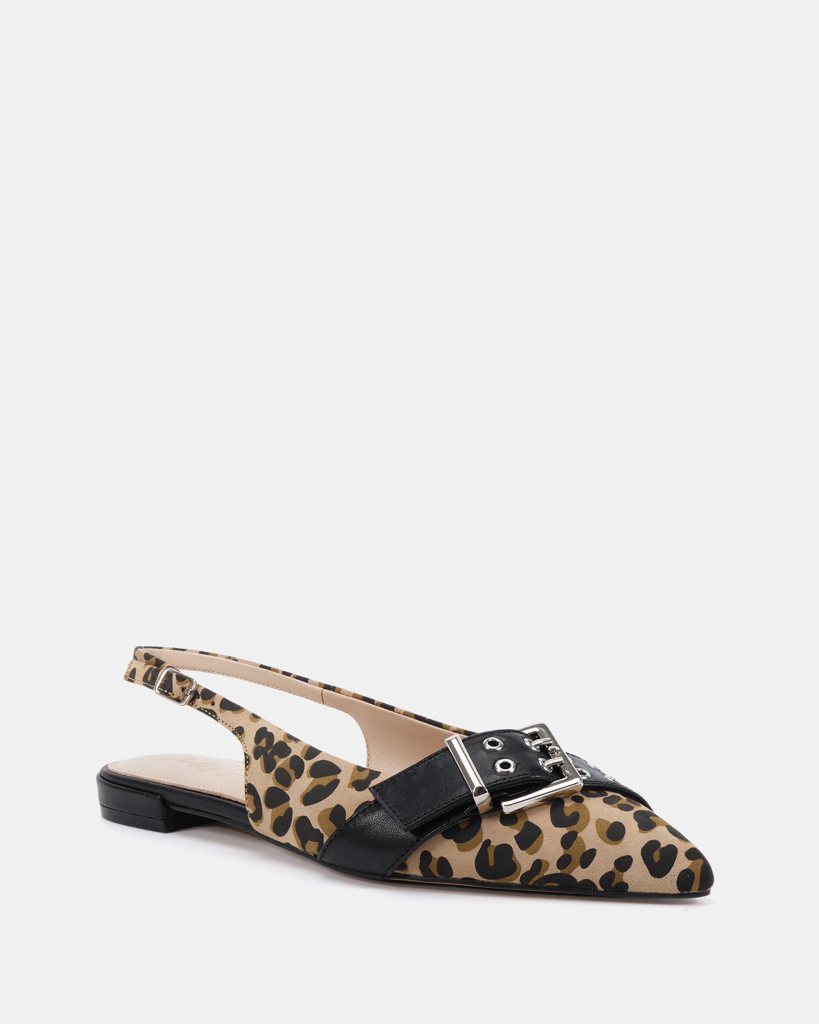 Letha Leopard Print Leather Flat Slingback