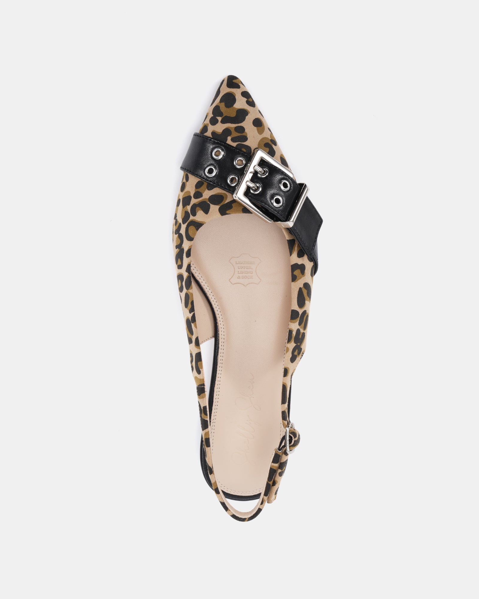 Letha Leopard Print Leather Flat Slingback