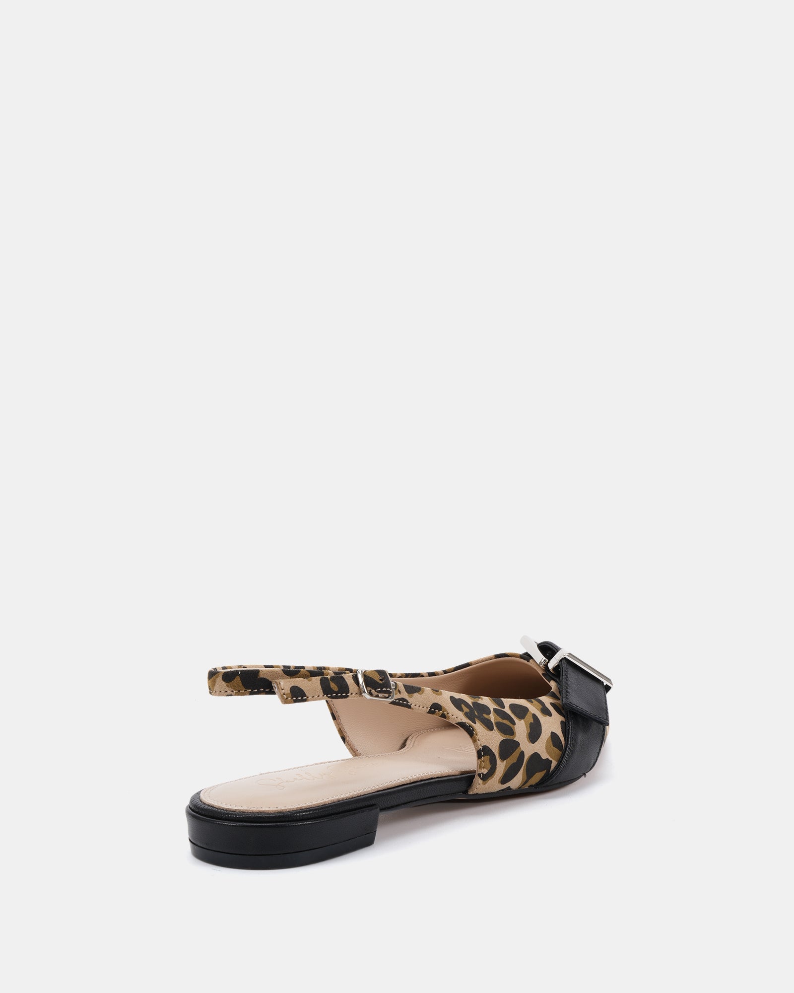 Letha Leopard Print Leather Flat Slingback