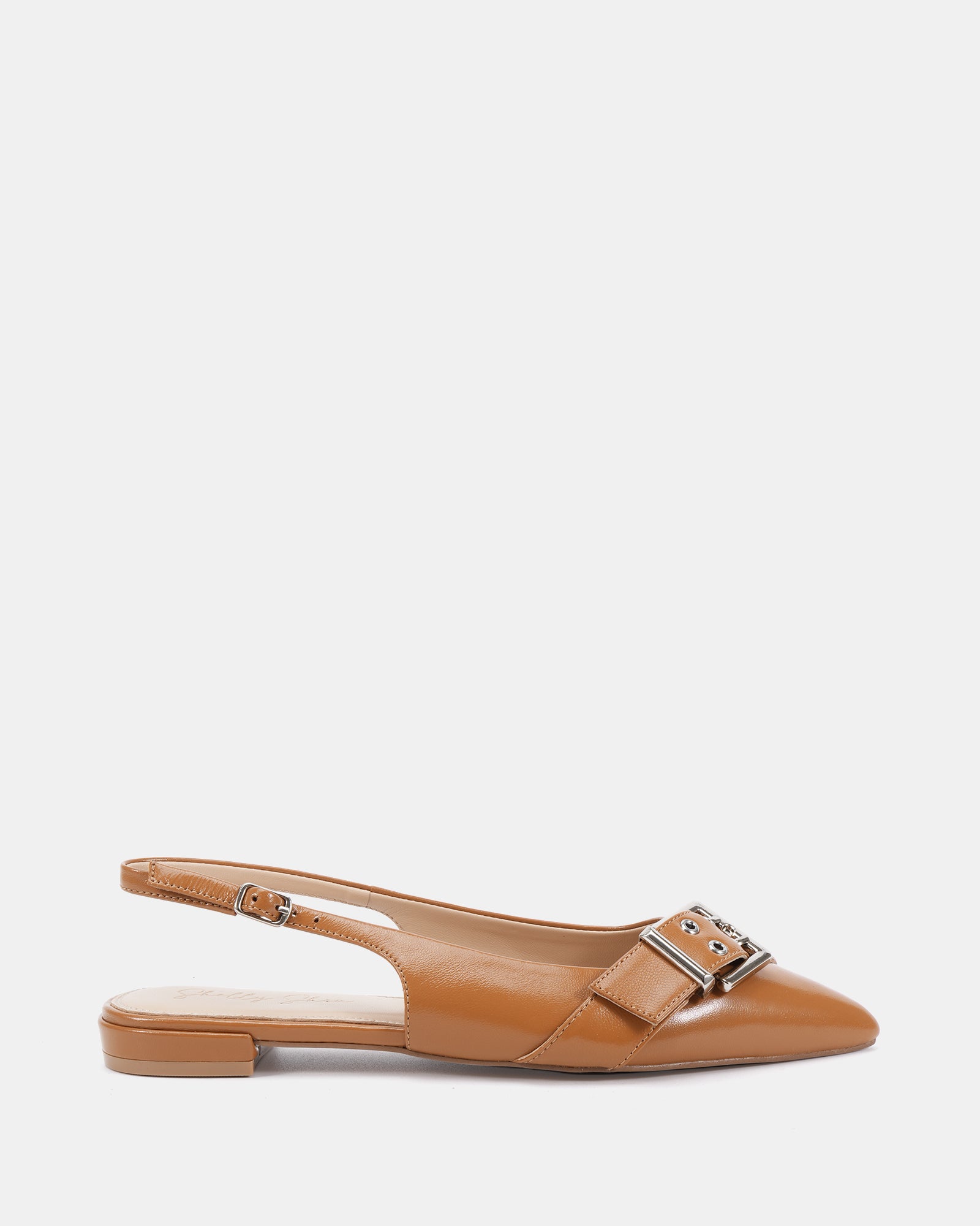 Letha Tan Leather Flat Slingback