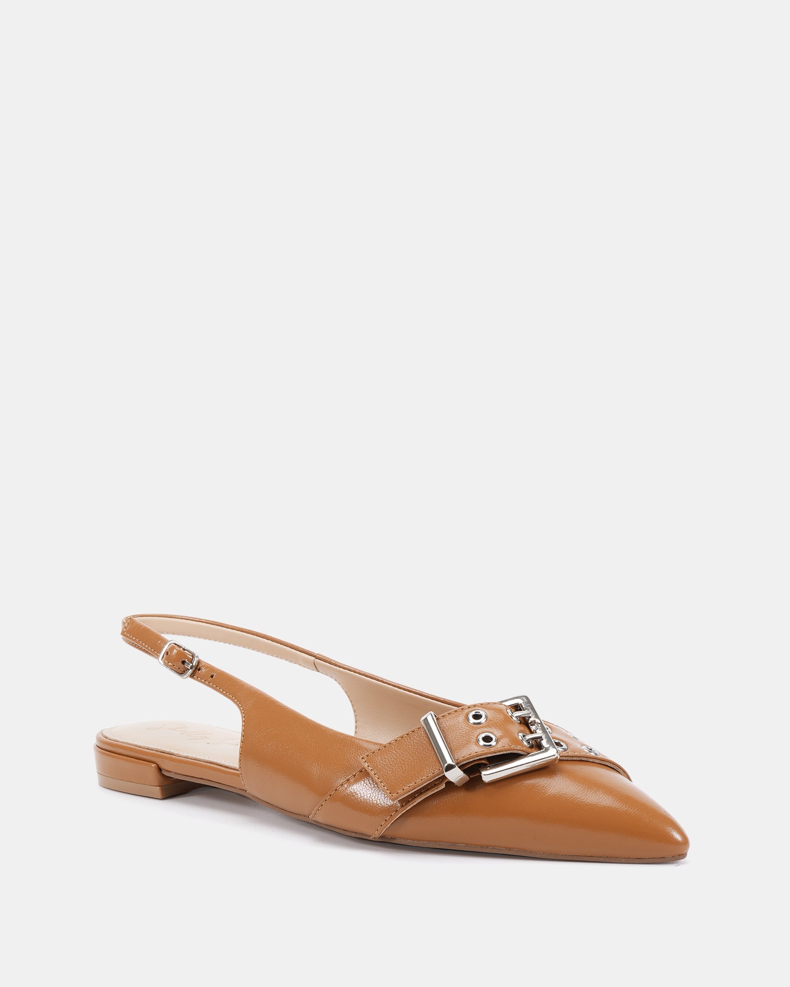 Letha Tan Leather Flat Slingback
