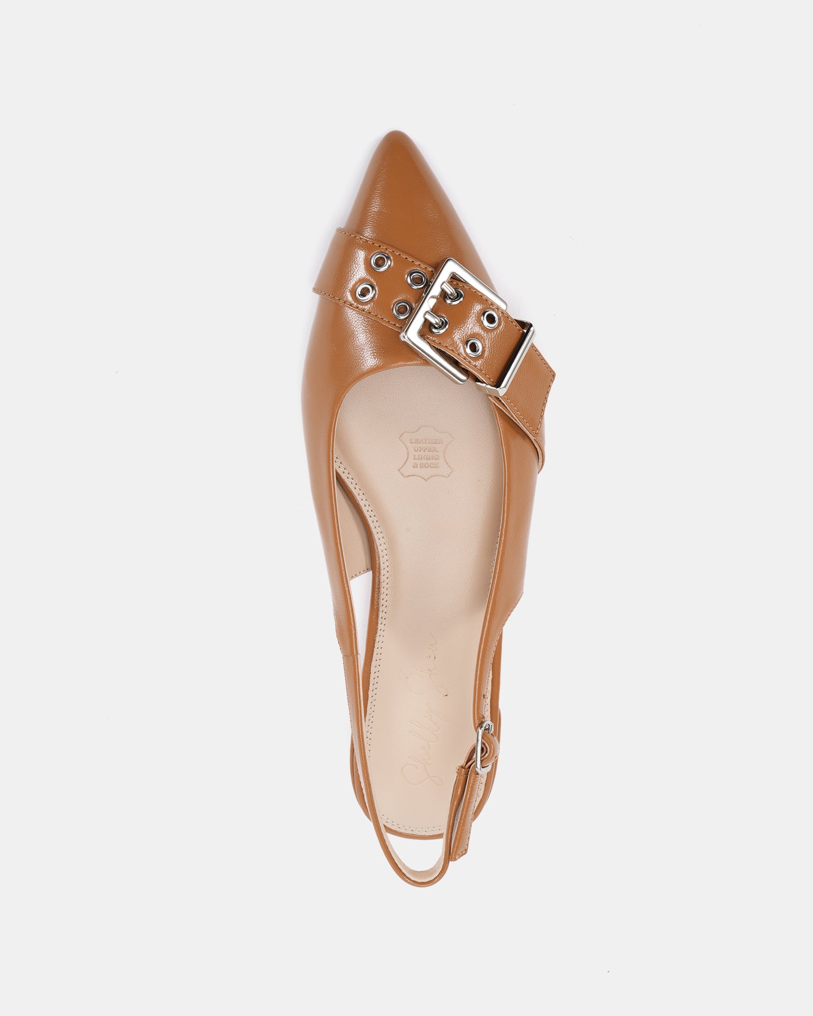 Letha Tan Leather Flat Slingback