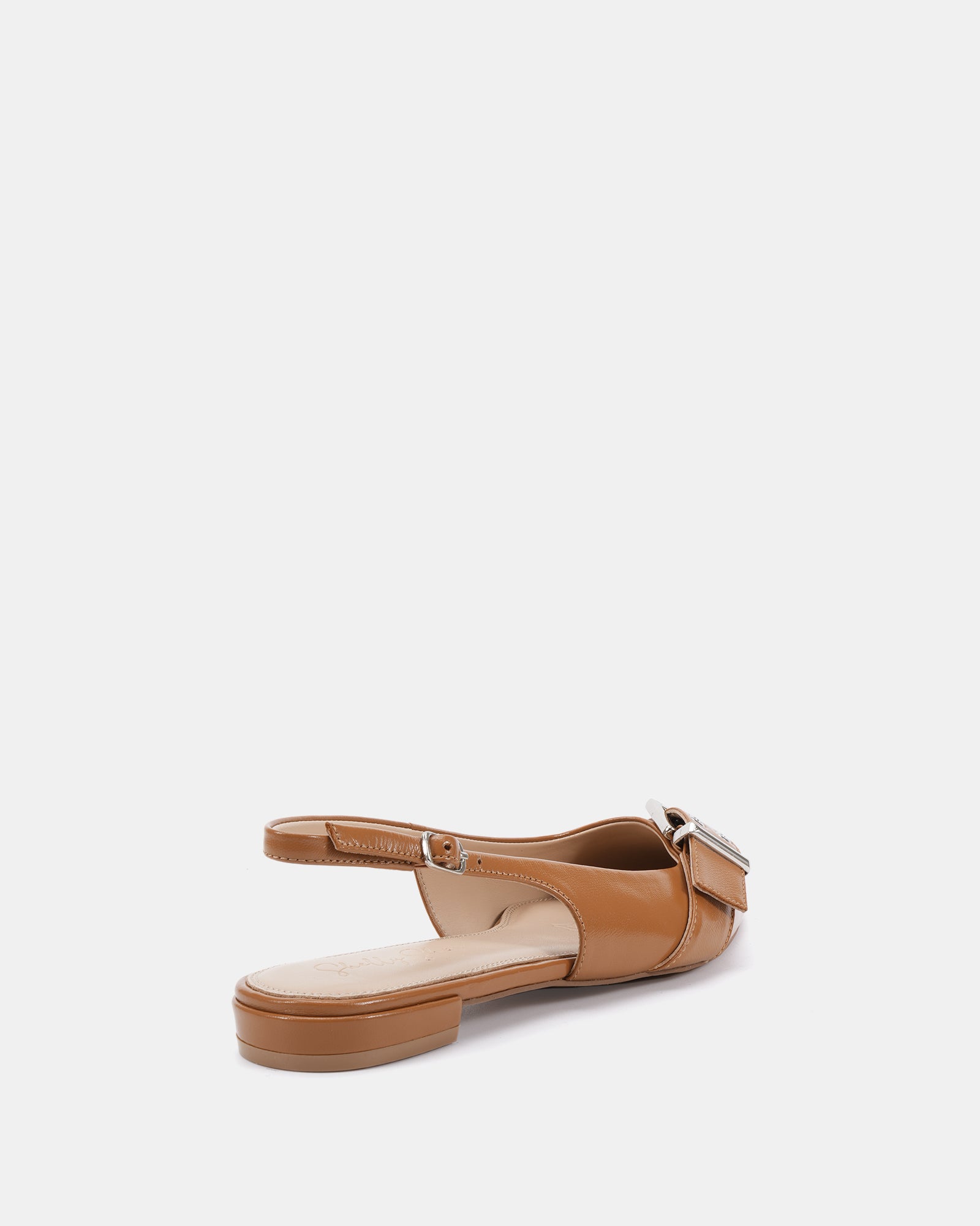 Letha Tan Leather Flat Slingback