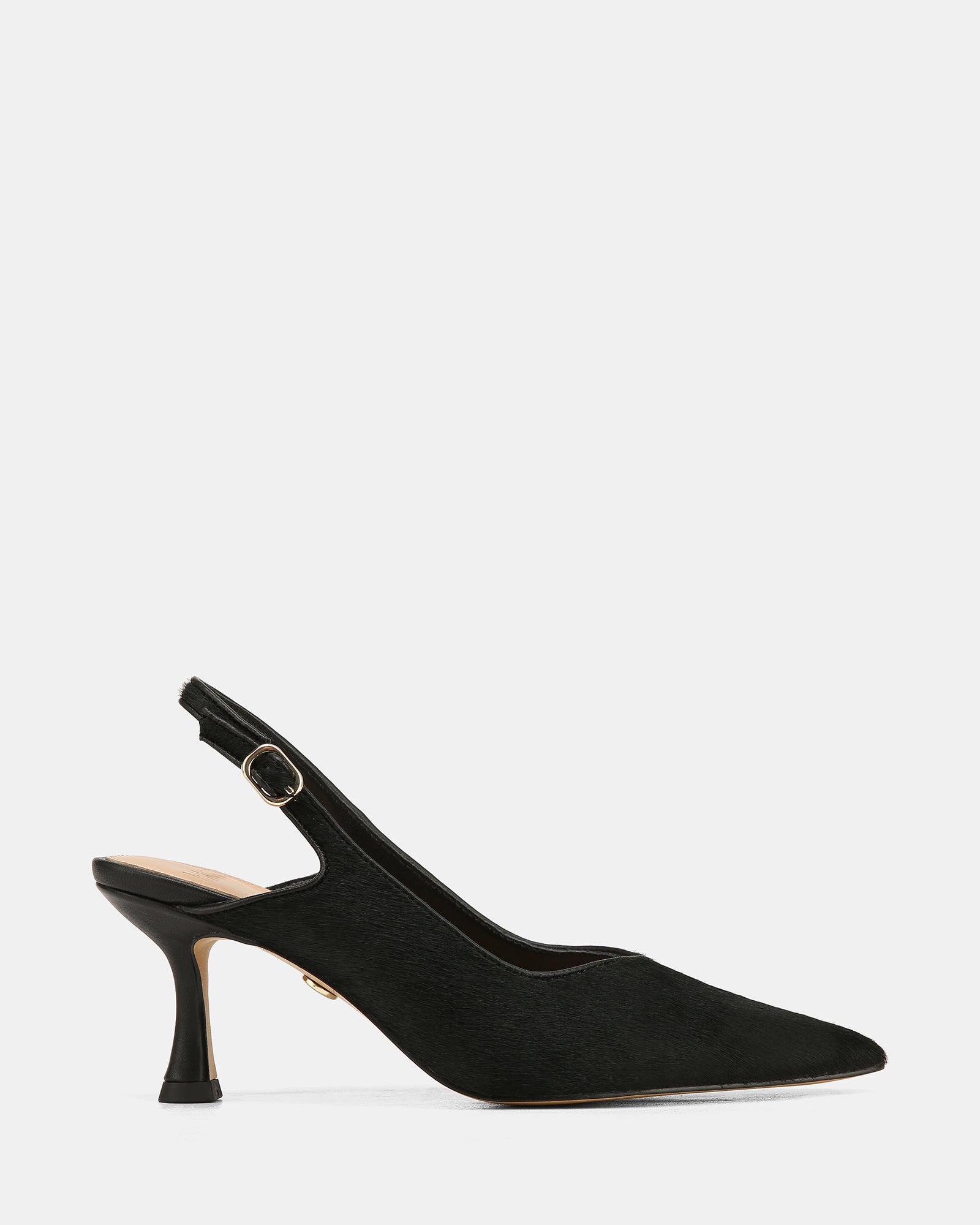 Lilly Black Hair-on Leather Slingback