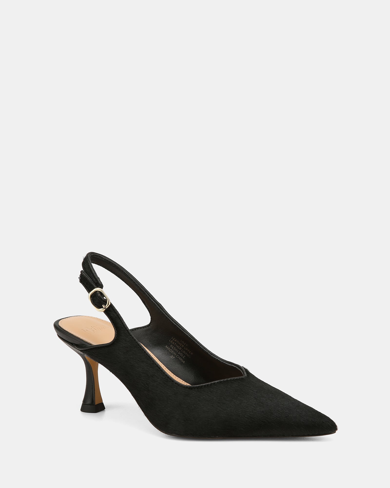 Lilly Black Hair-on Leather Slingback