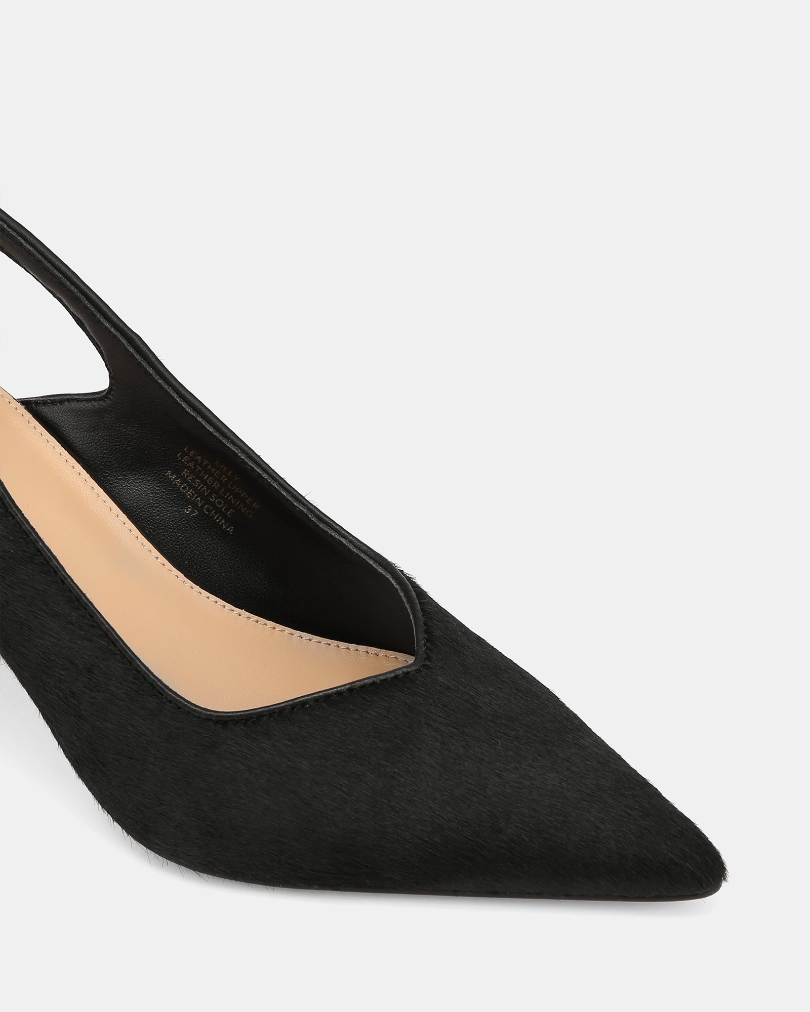 Lilly Black Hair-on Leather Slingback