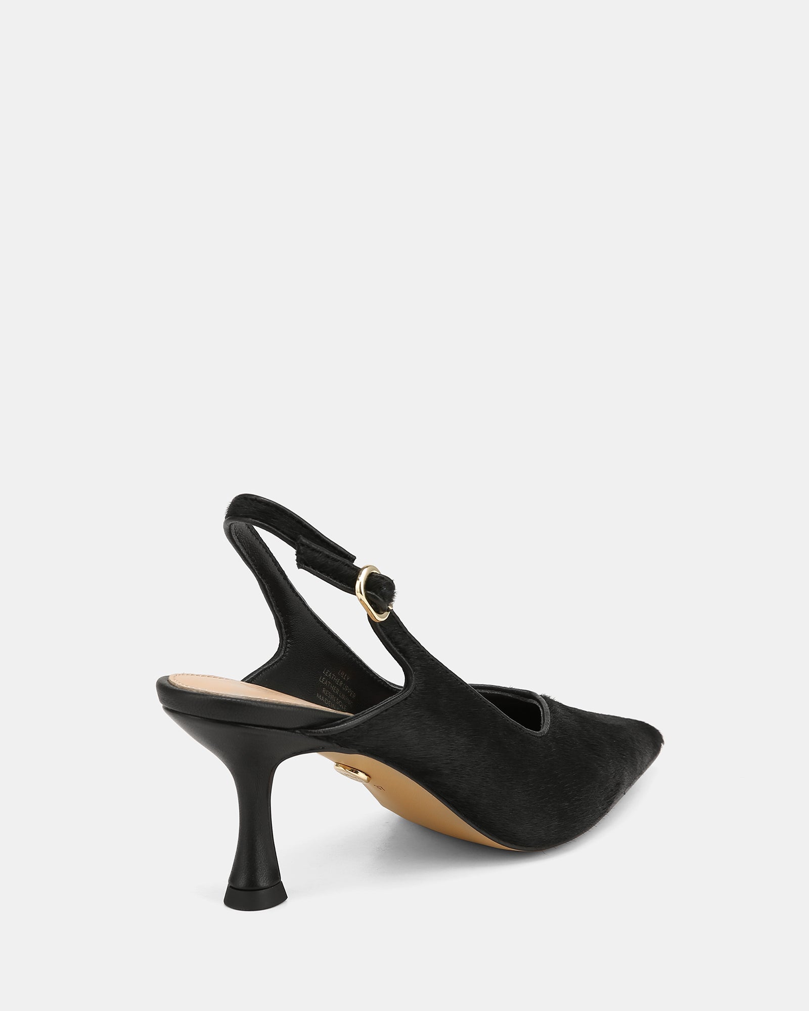 Lilly Black Hair-on Leather Slingback