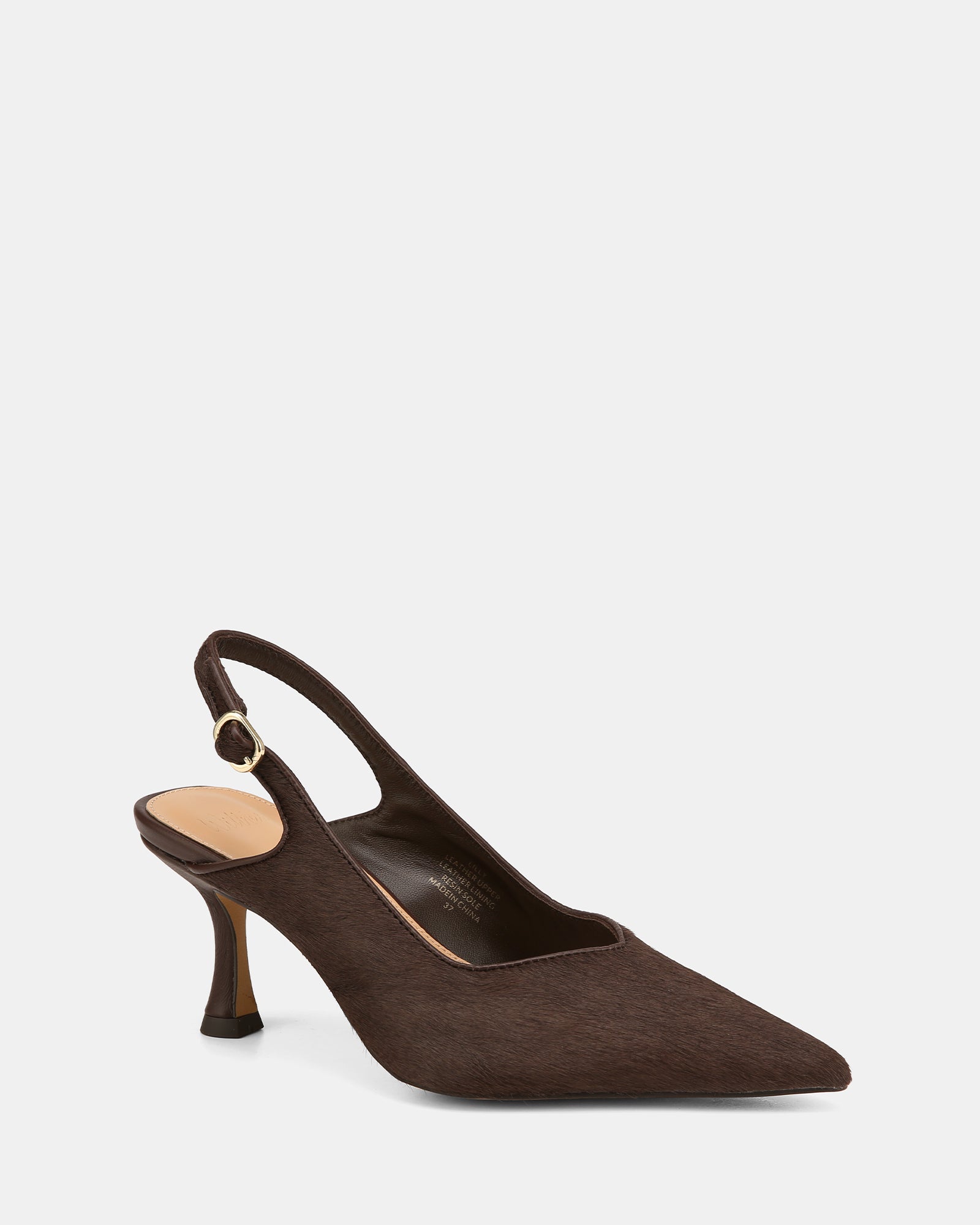 Lilly Chocolate Hair-on Leather Slingback