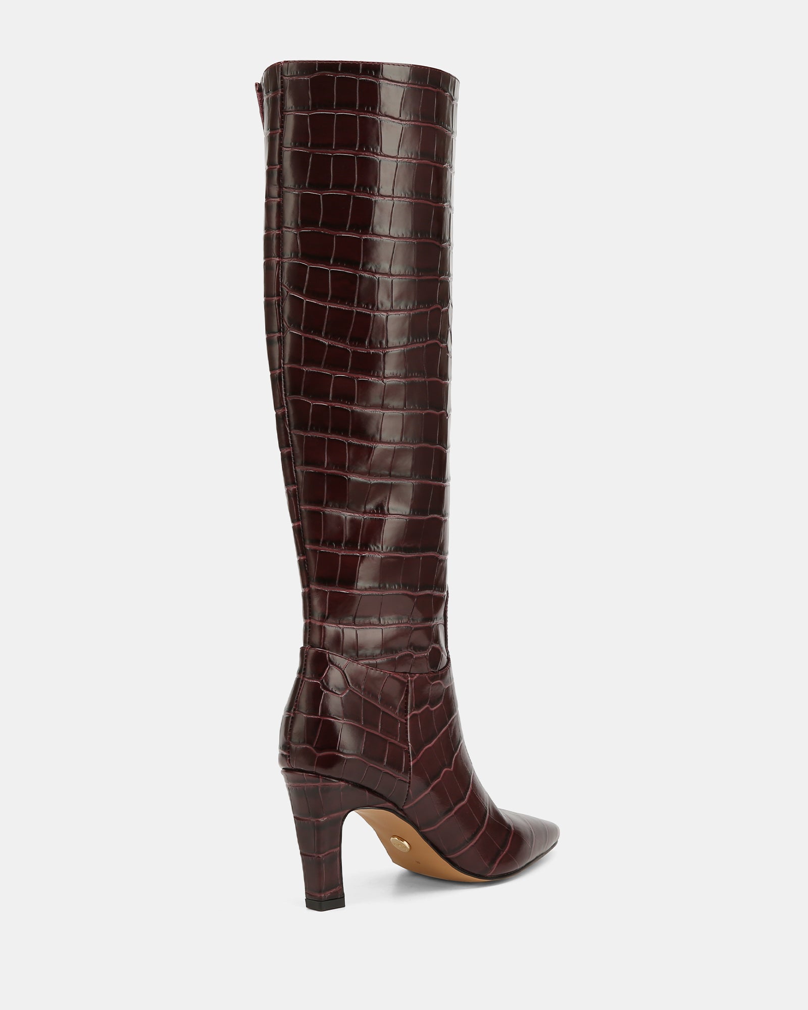 Louella Raisin Croc Embossed Leather Knee High Boot