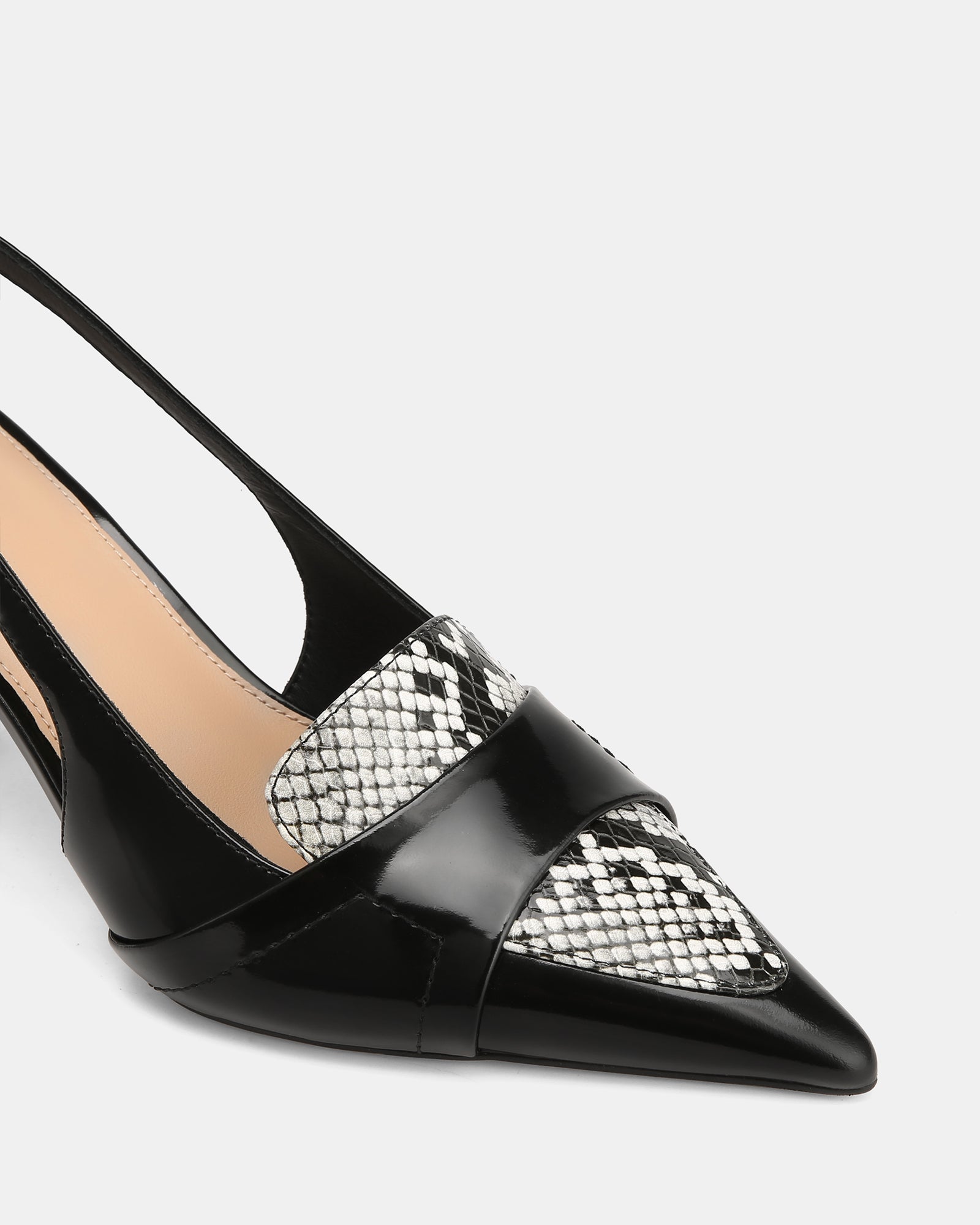 Luna Black Snake Print Leather Slingback