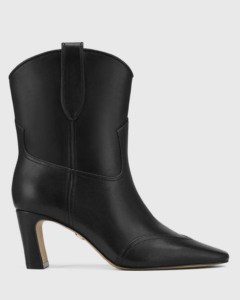 Lusk Black Leather Ankle Boot