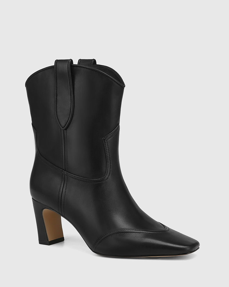 Lusk Black Leather Ankle Boot