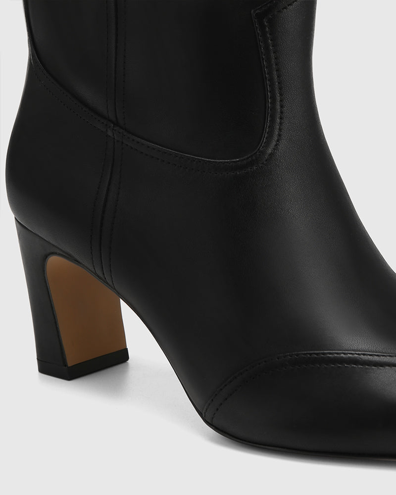 Lusk Black Leather Ankle Boot