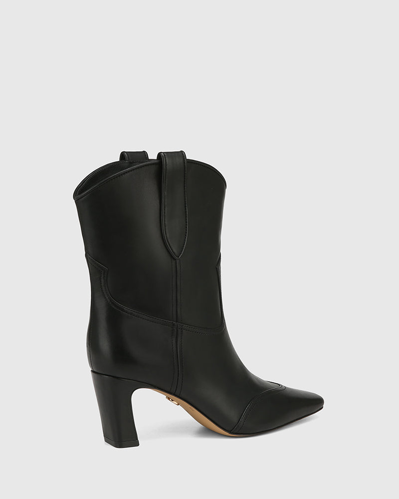 Lusk Black Leather Ankle Boot