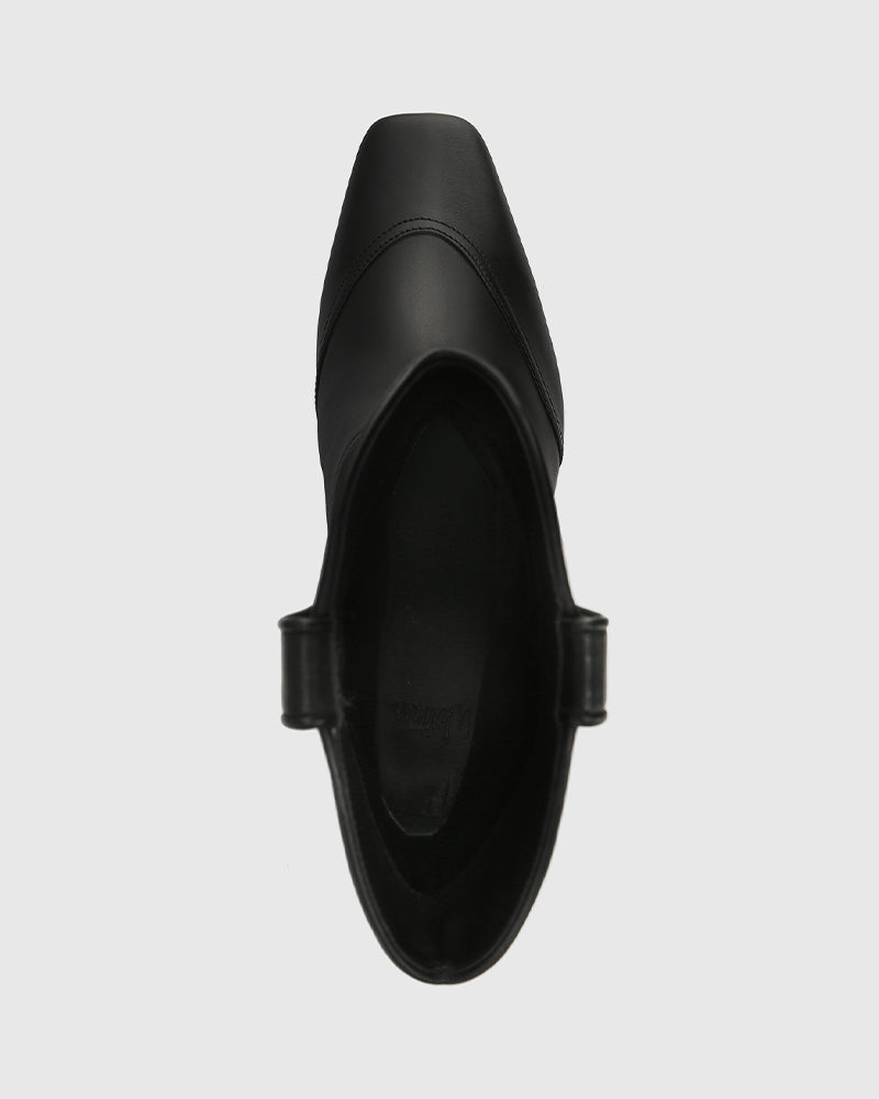 Lusk Black Leather Ankle Boot