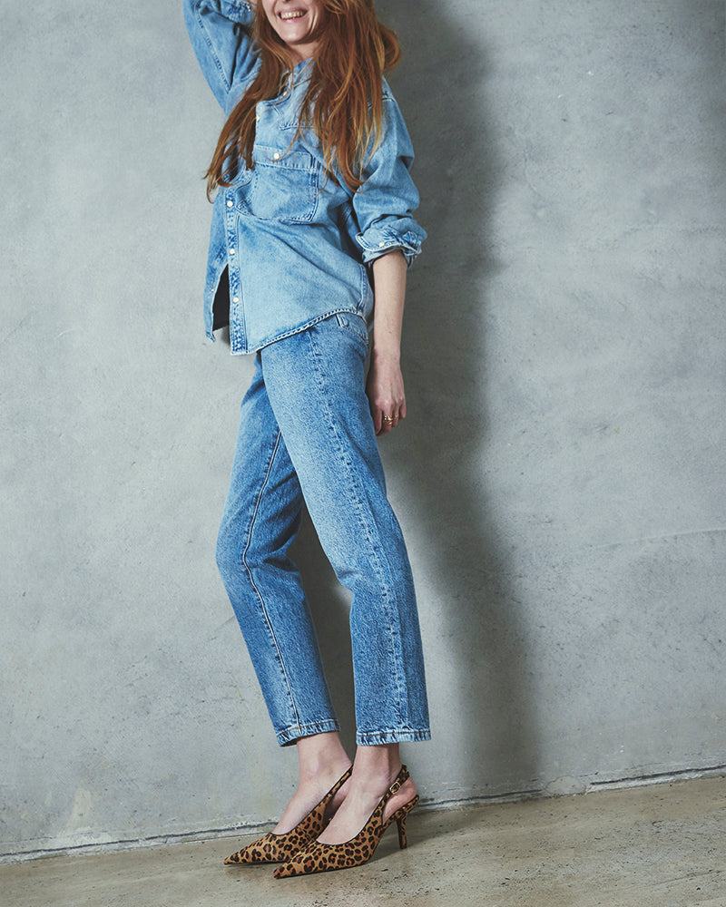 Leia Sand Leopard Print Leather Slingback